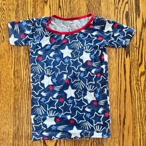Little Sleepies Sz 9/10 Short Sleeve Bamboo Stars Firework Patriotic Top Only